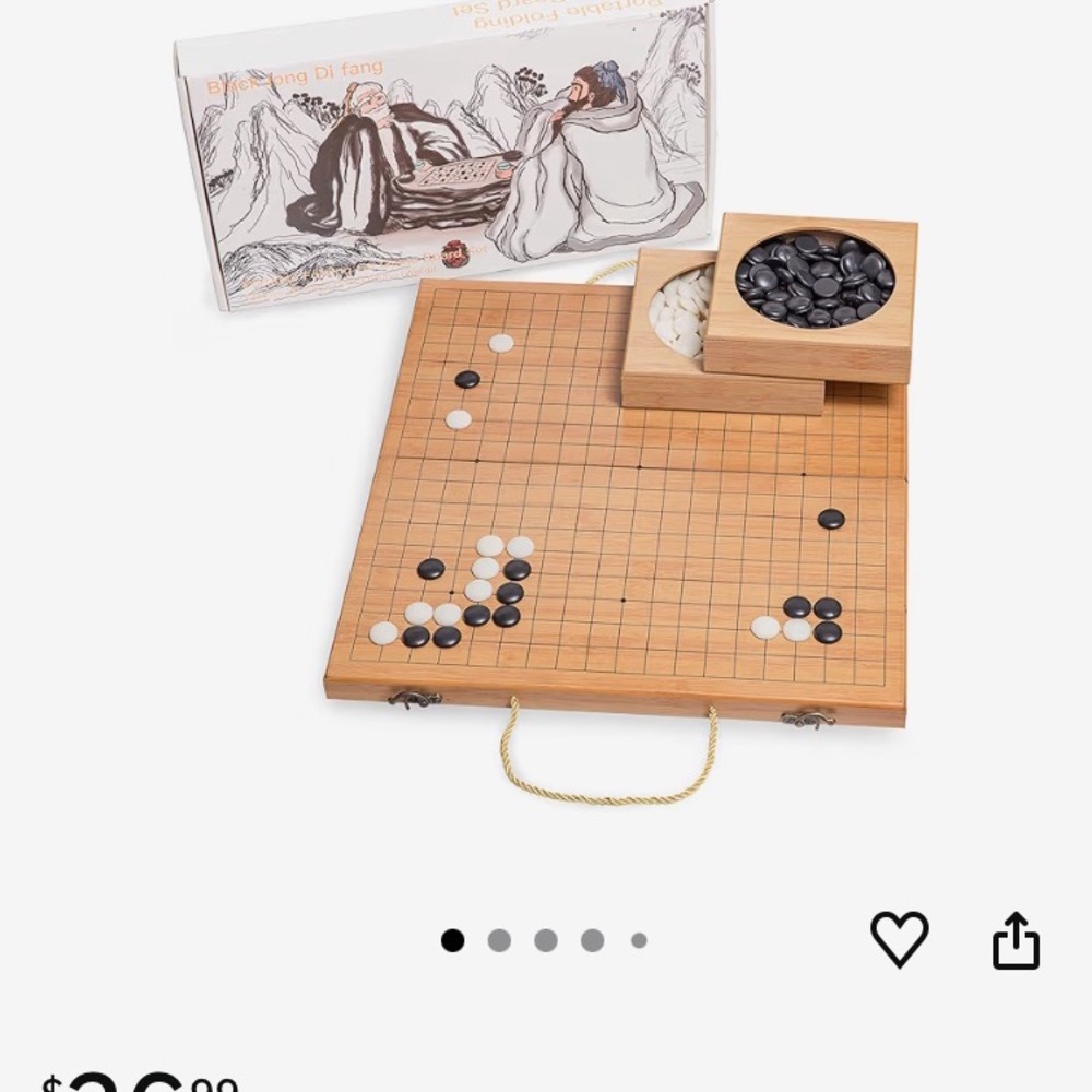 Traditional Wooden Go Game Set with Black and White Stones
